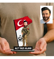 Kişiye Özel Komando Astsubay Asker Komutan Kuvvetler Karikatürlü 18 cm MDF Masaüstü Biblo - Askere ve Komutana Hediye Asker Hediyesi