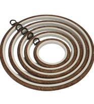 Nurge Ahşap Renk Plastik Yuvarlak Pano Kasnak - Nakış Kasnağı 5'li Set (Kahverengi)