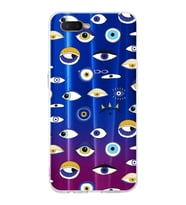 PrintiFy Oppo RX17 Neo  ile Uyumlu 1mm Slim Fit Nazar Boncuğu 2 Baskılı Şeffaf  Kılıf
