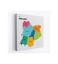 Kırklareli İli ve İlçeler Haritası  Dekoratif Kanvas Tablo 1394