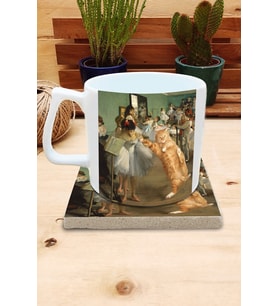 Kediler ve Sanat/Edgar Degas The Dance Class Set 10 - Yelken Fincan Kupa-Taş Bardak Altlığı 1