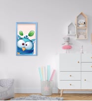 BK Home Baykuş Tasarımlı Dekoratif Mavi Ahşap Çerçeveli Çocuk Odası Tablo-1