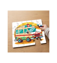 Renkli Ambulans Tasarımlı 24 Parça Ahşap Çocuk Puzzle MPK0176