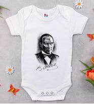 BK Kids Atatürk Temalı Beyaz Bebek Body Zıbın-14