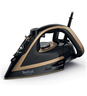 FV8064 Puregliss Buharlı Ütü 3000 Watt 280 g/dk Buhar Darbe 0 – 50 g/dk Değişken Buhar Dikey Buharlı Durilium AirGlide Autoclean Ütü Tabanı Micro-Calc Filtre, Siyah/Altın