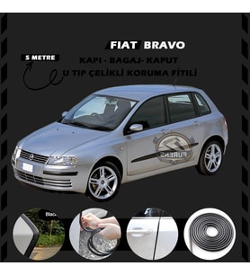 Fiat Bravo Oto Araç Kapı Koruma Fitili 5metre Parlak Siyah Renk