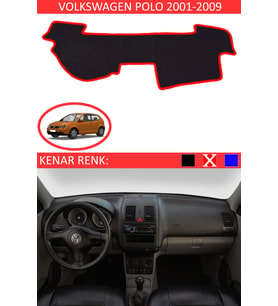 Volkswagen Polo 2001-2009 İçin Uygun Torpido Koruma Halısı Siyah Kenar Renk Kırmızı