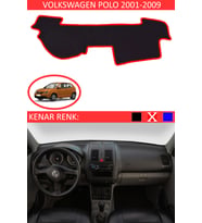 Volkswagen Polo 2001-2009 İçin Uygun Torpido Koruma Halısı Siyah Kenar Renk Kırmızı