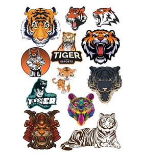 Tiger Kaplan Sticker Set-1 13 Parça Telefon, Tablet, Defter, Laptop Sticker