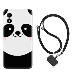 TCL 303 Kılıf Silikon Boyun Askılı İpli Desenli Silikon Sevimli Panda 1794