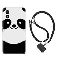 TCL 303 Kılıf Silikon Boyun Askılı İpli Desenli Silikon Sevimli Panda 1794