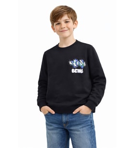 Erkek Çocuk Önü Arkası Baskılı Sweatshirt BGL-ST05236 (Siyah)