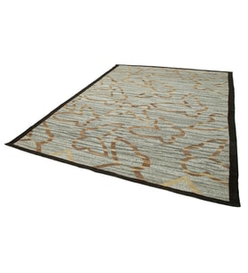 Gri Halı Geometrik Motifli Modern Stil El Dokuma Yün Salon Halısı Şık Dekoratif Seçenek