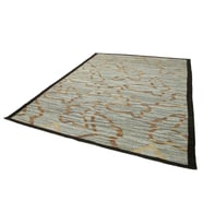 Gri Halı Geometrik Motifli Modern Stil El Dokuma Yün Salon Halısı Şık Dekoratif Seçenek