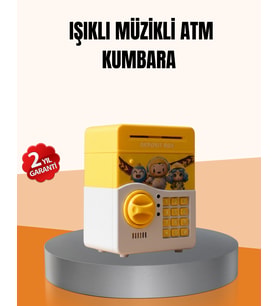 Atm Tasarımlı Sarı Işıklı Sesli Elektronik Kumbara