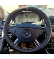 DİKİŞLİ DİREKSİYON KILIFI SİYAH DERİ NOKTALI DERİ GRİ YÜZÜK / DİKİŞ MERCEDES B160 2011 KASA