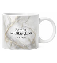 Mermer Desenli Şık Lüks Görünümlü Hediyelik Porselen Kupa Bardak Özel Tasarım Hediye