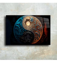 Leylaser Ying Yang Enerji Cam Tablo Duvar Dekoru
