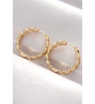 Pirinç Gold Renk Zincir Model Halka Küpe - TJ-BKP8970