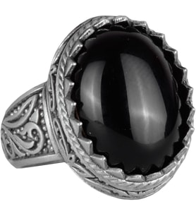 El Yapımı Obsidyen Taş Yüzük - Koruyucu 925K Katı Gümüş Erkek Yüzüğü - Güçlü Topraklama Tasarımı