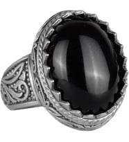 El Yapımı Obsidyen Taş Yüzük - Koruyucu 925K Katı Gümüş Erkek Yüzüğü - Güçlü Topraklama Tasarımı