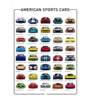 Amerikan Spor Arabaları Tablo Ahşap Poster Dekoratif