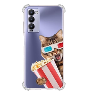 PrintiFy Tecno Camon 18 Uyumlu Kedi 1 Baskılı Şeffaf Köşe Korumalı Antişok Kılıf