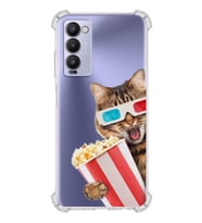 PrintiFy Tecno Camon 18 Uyumlu Kedi 1 Baskılı Şeffaf Köşe Korumalı Antişok Kılıf