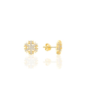 Gümüş altın yaldızlı new kar tanesi küpe SGTL10254GOLD