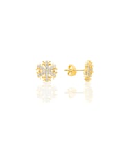 Gümüş altın yaldızlı new kar tanesi küpe SGTL10254GOLD