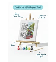 Her Zaman En Güçlü Annem Yazılı Eğitici Boyama Tuvali Şövaleli Boya Seti 20x20 cm