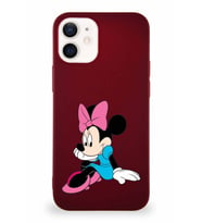 Apple iPhone 12 Mini Soft Premier Kapak Minnie Mouse-E Tasarımlı Silikon Kılıf - Mürdüm (Şeffaf)
