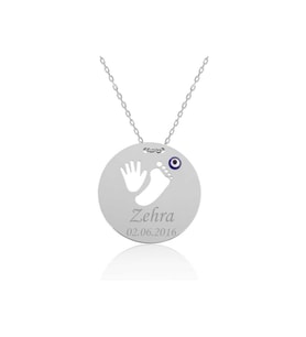 Gümüş El Ayak İzi İsimli Anne Kolyesi CSR2180559