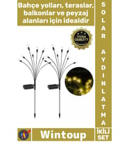 #Solar Dış Dekoratif Su Geçirmez Peyzaj 8 Ledli 2 Modlu Şık Gün Işığı 2'li Solar Bahçe Aydınlatması