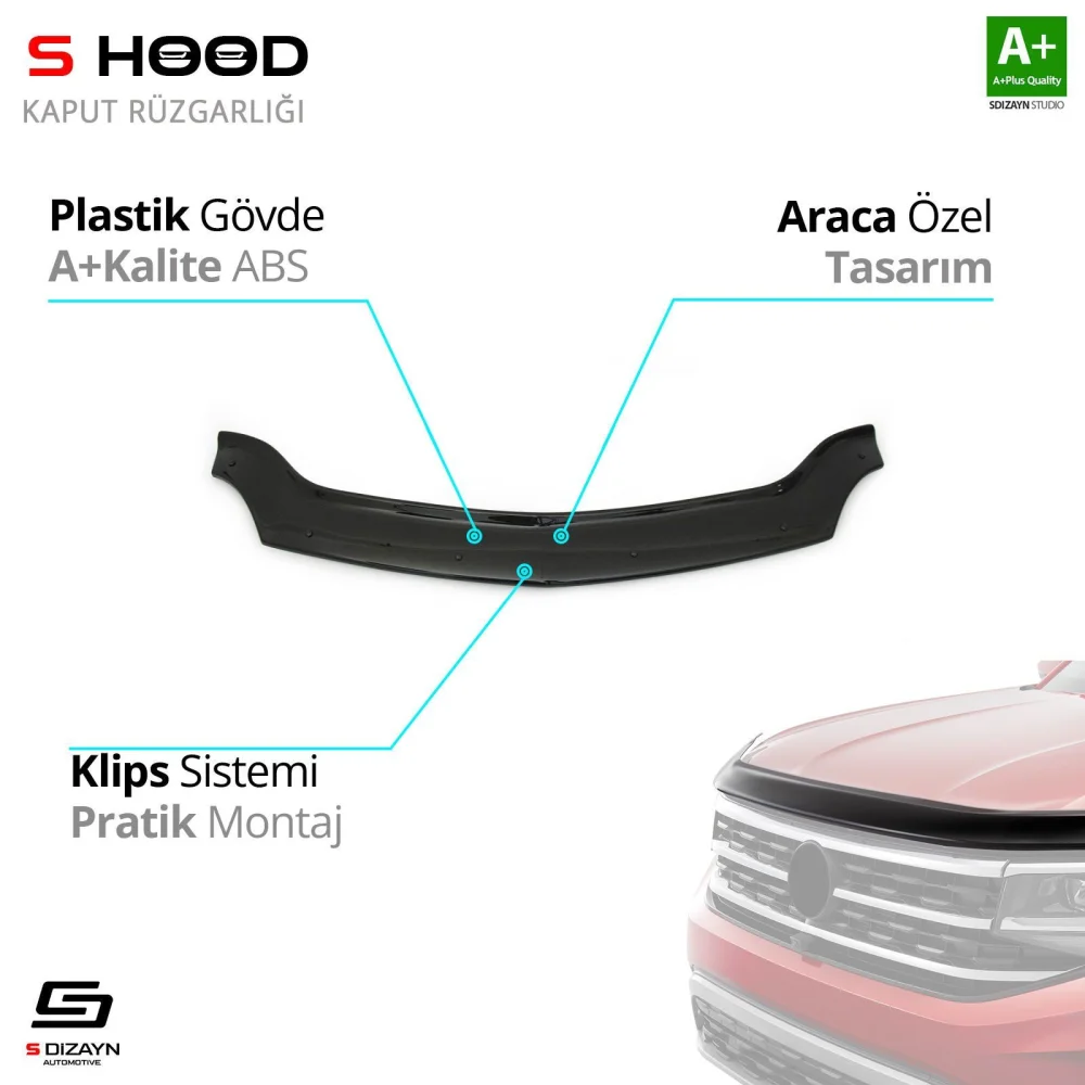 Renault Uyumlu Kangoo ABS Plastik Kaput Rüzgarlığı 2008-2013 A+Kalite Parça