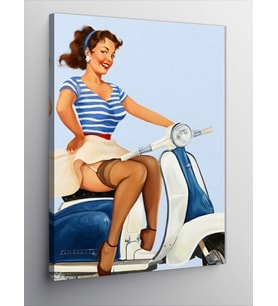 Kanvas Tablo Vespa Scooter Ve Pin Up Kızı