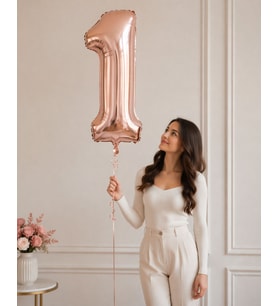 100 cm Rose Gold 1 Rakamlı Helyumlu Folyo Balon