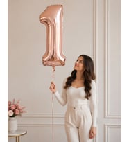 100 cm Rose Gold 1 Rakamlı Helyumlu Folyo Balon