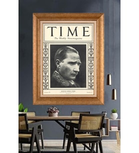 Altın Varaklı Çerçeveli Paspartulu Atatürk Tablo DC1307 (Gold)