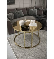 Çift Bacak C Orta Sehpa Gold Kaplama Bronz Ayna