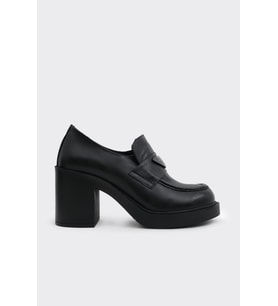 Hakiki Deri Topuklu Tokalı Kadın Casual Ayakkabı (Siyah)