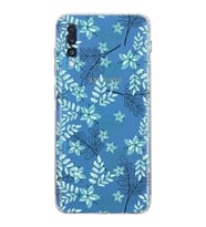 Samsung Galaxy A70  Kamera Korumalı  Kapak Floral Su Yeşili Tasarımlı  Şeffaf Kılıf