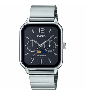 Casio MTP-M305D-1AVDF Quartz Çelik Gri Siyah Kadran Sun&Moon 34 mm Erkek Kol Saati