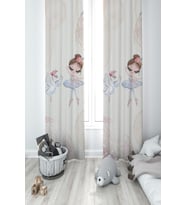 MEKTA HOME BEBEK VE ÇOCUK ODASI Kuğu ve Balerin Desenli 2 Kanat Fon Perde