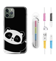 Apple iPhone 11 12 13 14 Pro Max Kılıf Kablo Koruma Spiral Silikon Bay Bay Panda 1784