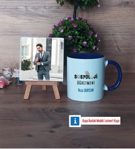 Sosyoloji Öğretmeni Fotoğraflı Dekoratif Taş, Kupa Bardak Beyaz Hediye Öğretmenler Günü Hediyesi (Model 3)