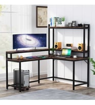 Zizuva Tasarım Ergonomik Raflı L Model Çalışma Masası