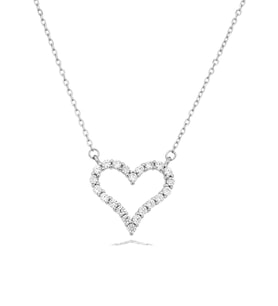 Diamond Swarovski Taşlı Kalp Kadın Gümüş Kolye