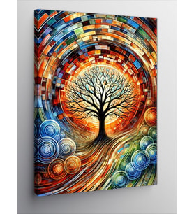 Kanvas Tablo Renkli Spiral Ağaç Deseni