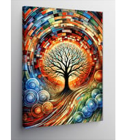Kanvas Tablo Renkli Spiral Ağaç Deseni